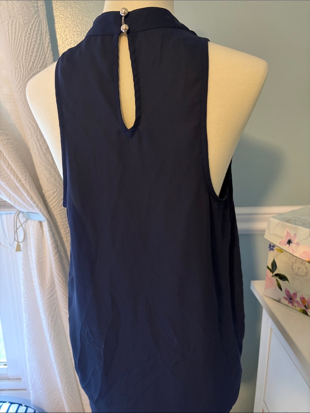 Women’s Navy Halter Neck Sleeveless Top - Picture 2 of 2